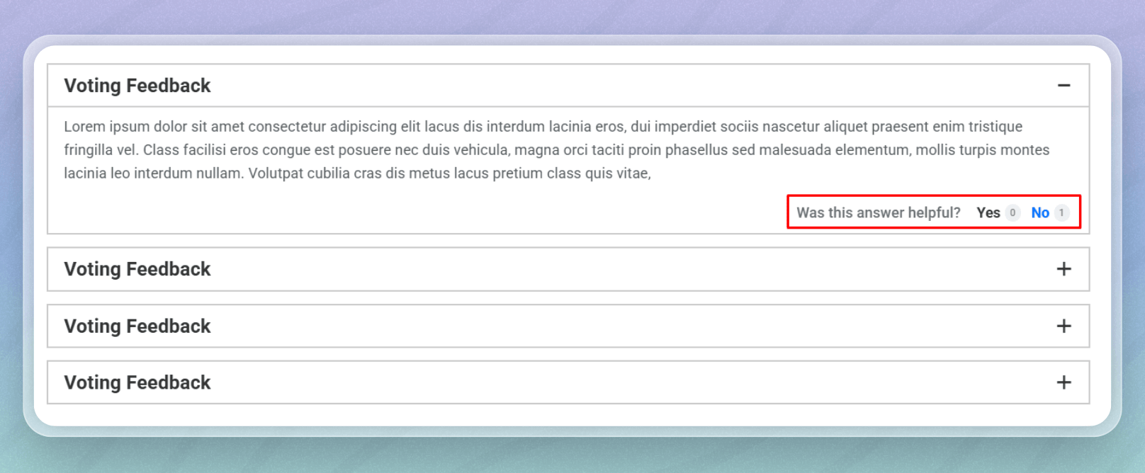FAQ Accordion with Voting Feedback