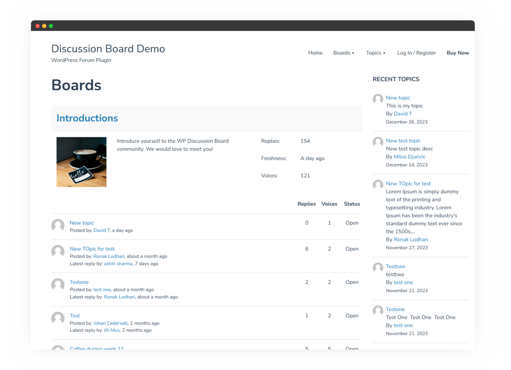 wpdiscussionboard forum demo