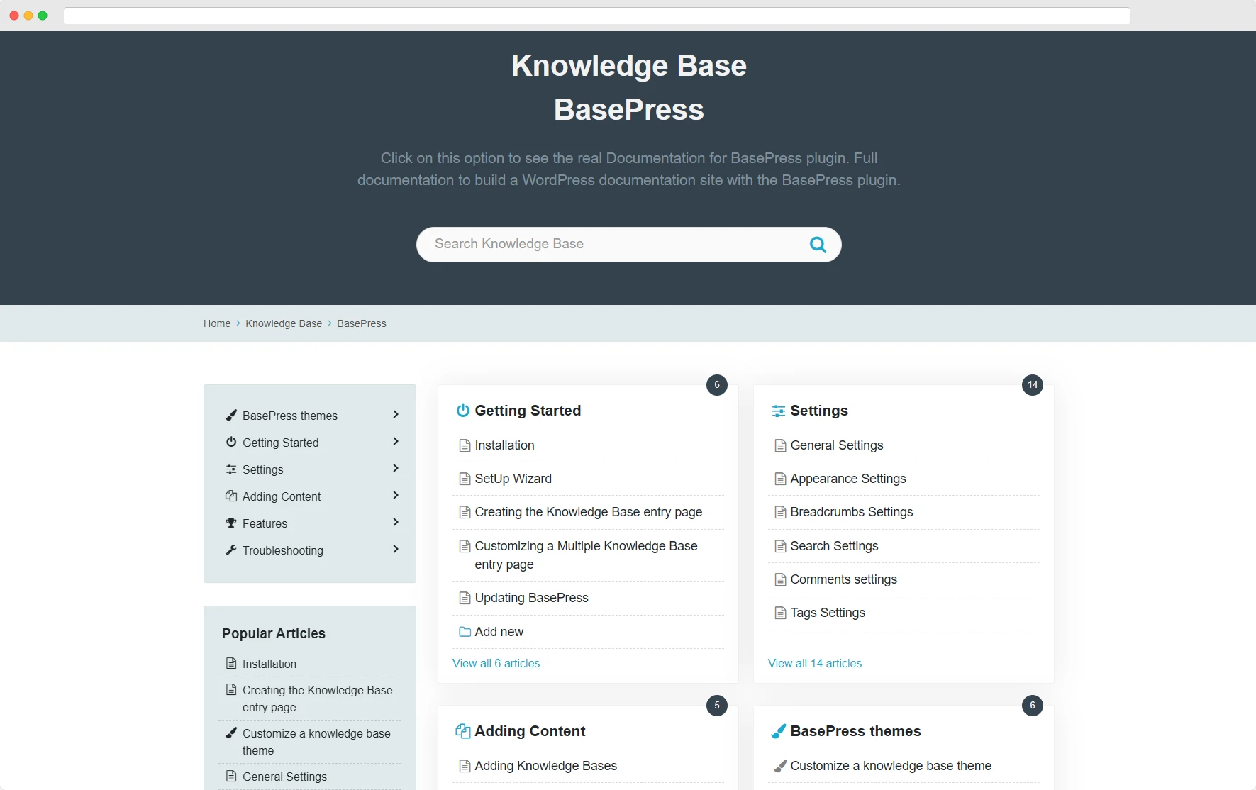 Knowledge Base documentation & wiki plugin – BasePress Docs