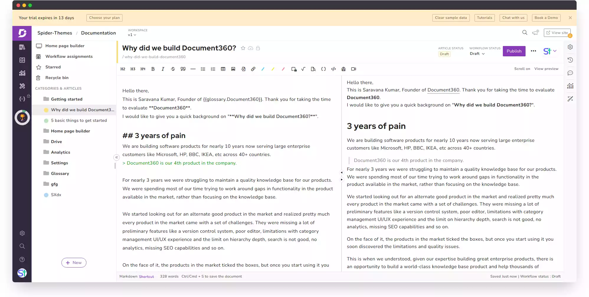 Document360 Content Editor Screen.webp