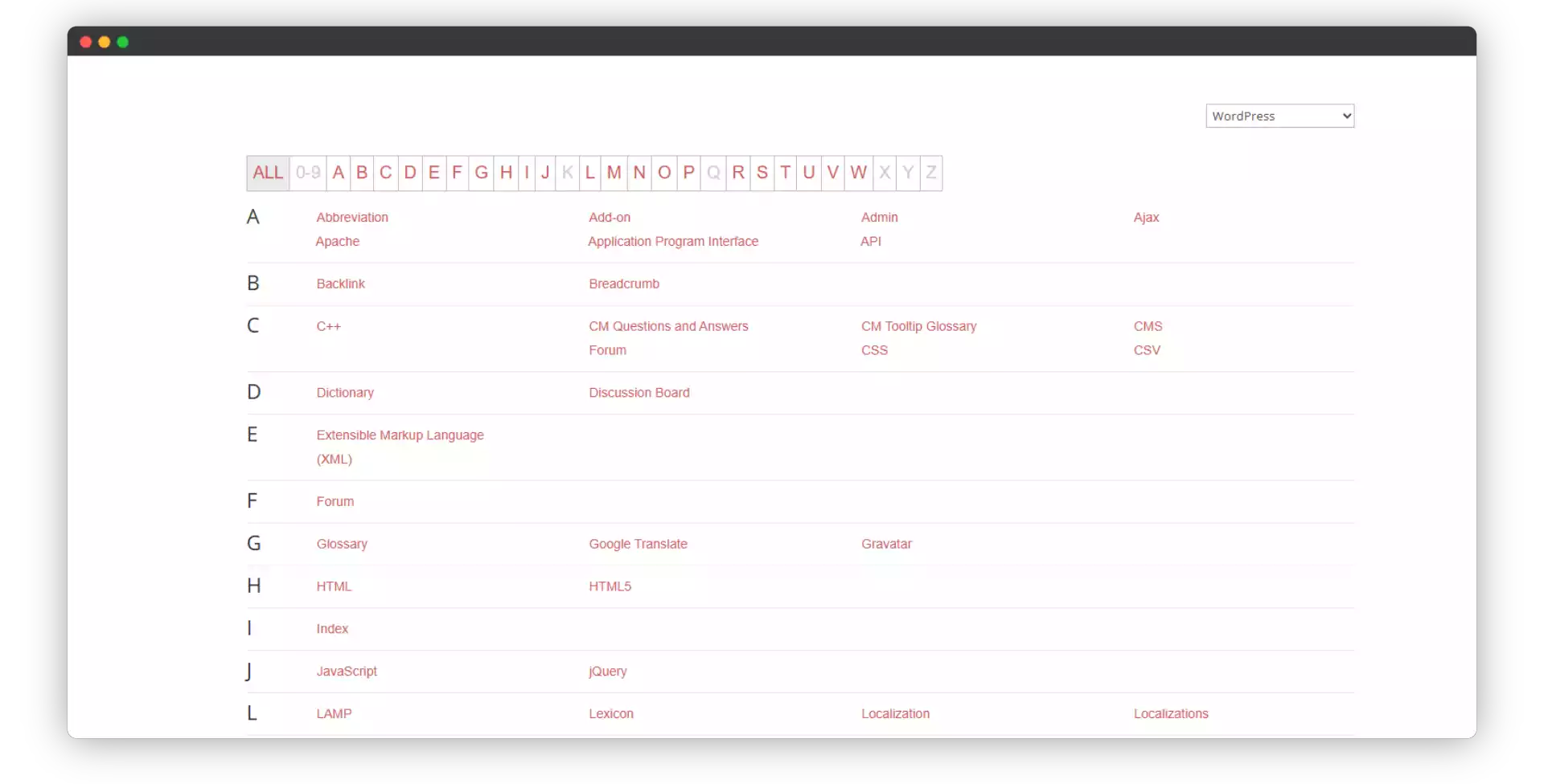 CM Tooltip Glossary Plugin eLearning Glossary Layout