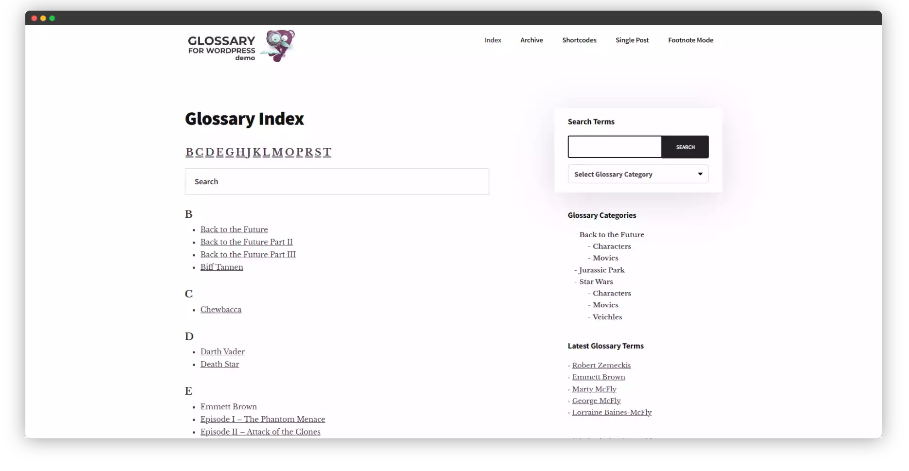 Glossary by Codeat Doc Layout