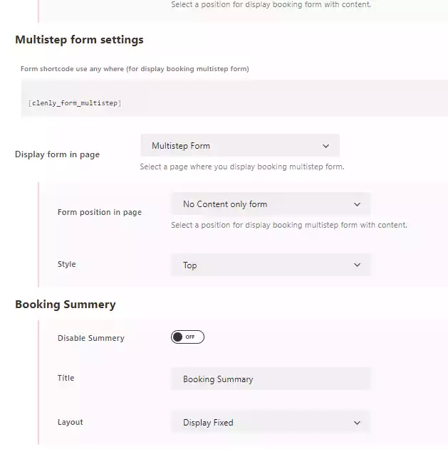 Cleanly WordPress Online Booking Panel for Cleaning Services Configuration Panel