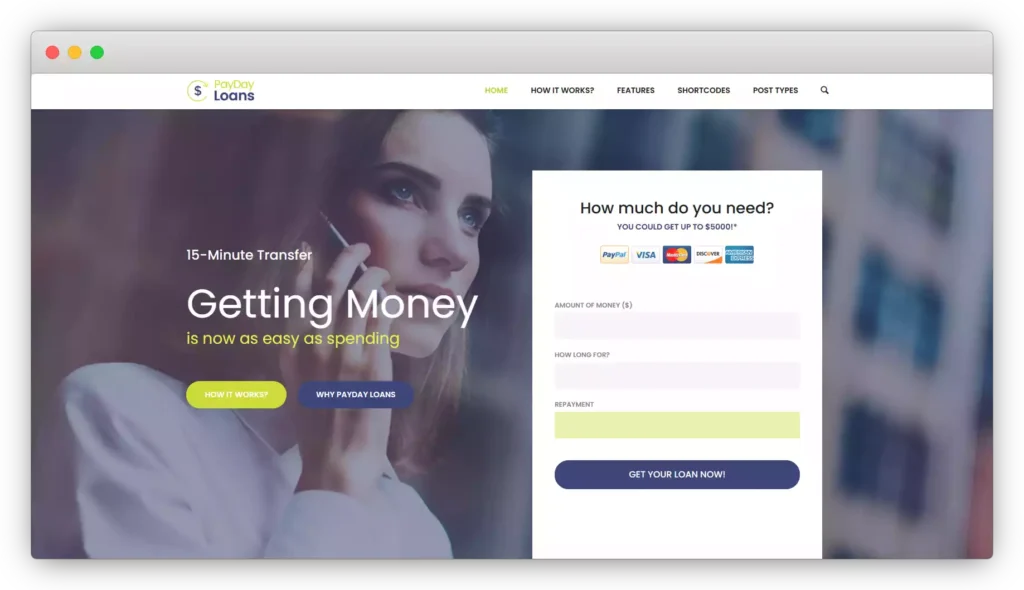 Payday Loans - Banking, Loan Business and Finance WordPress Theme