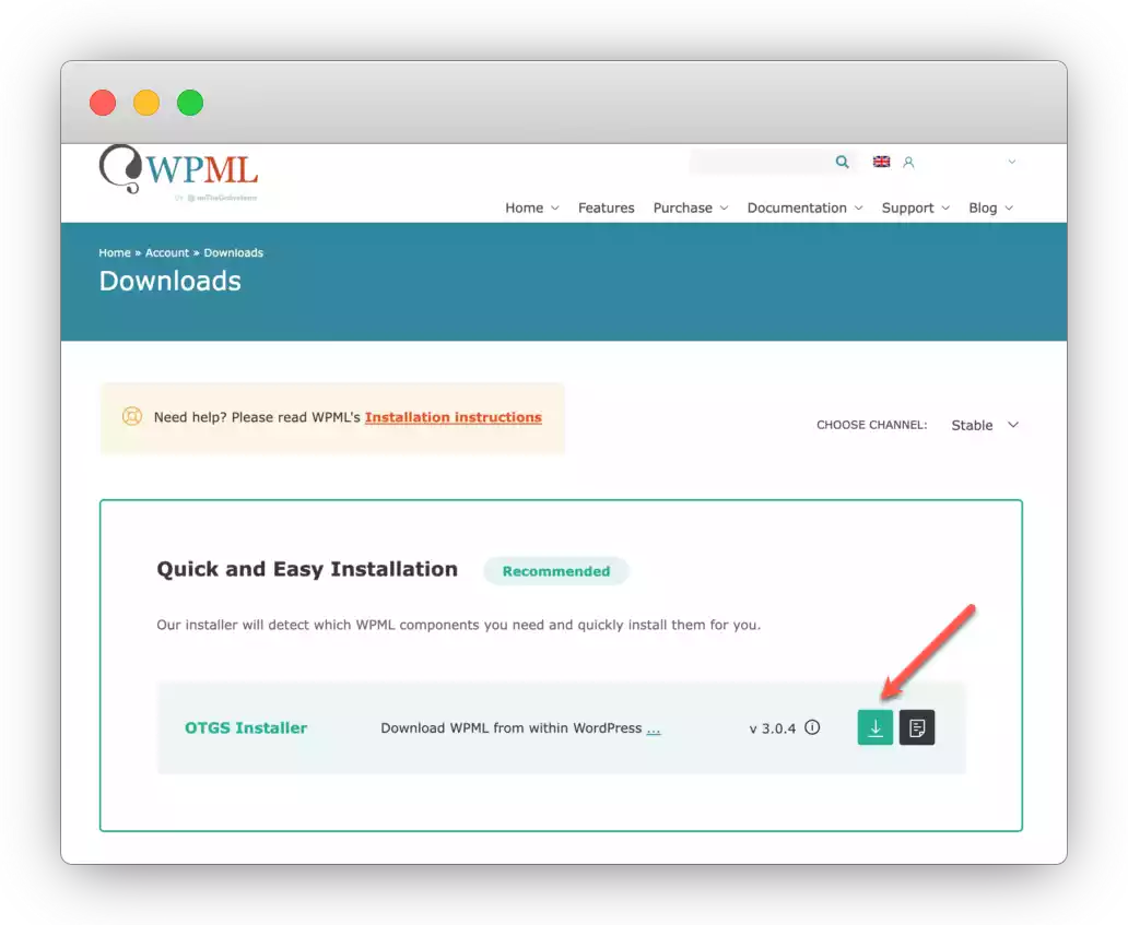 WPML WordPress Plugin OTGS Installer